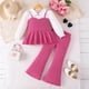 thumbnail image 1 of Cowsor Toddler Baby Girl Clothes Outfit Long Sleeve Blouse Shirt Top Flare Leggings Pants Two Piece Outfits Set, 1 of 7