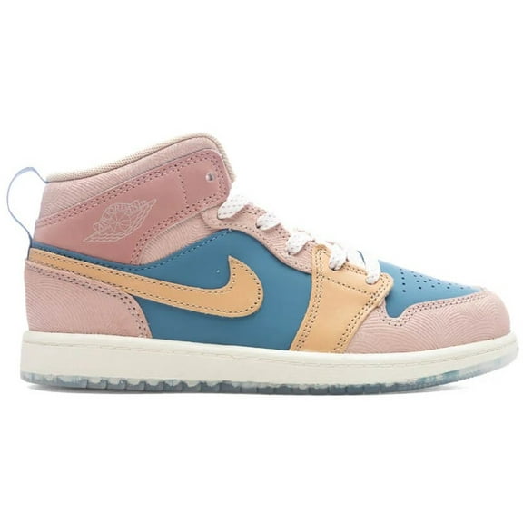 Little Kid's Jordan 1 Mid SS Aegean Storm/Hemp-Pink Oxford (FN7495 400) - 3