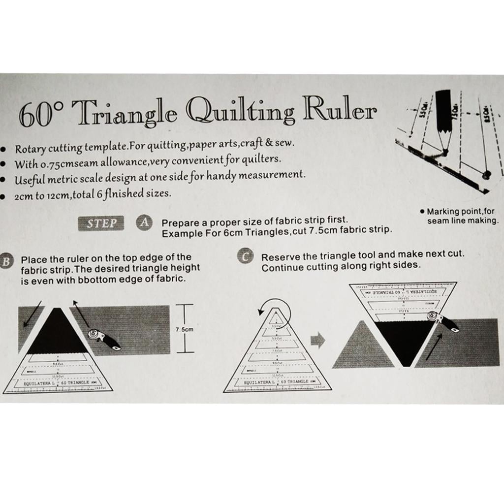 60 Degree Equilateral Triangle Quilting Ruler for Quilting Paper Arts Craft