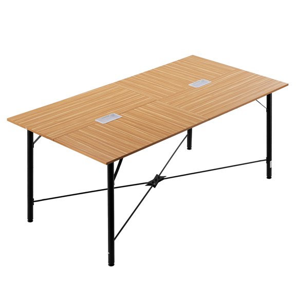VEVOR Conference Table, 6 ft Office Meeting Table for 6-8 Person, Modern Rectangle Seminar Desk with Metal Legs, Meeting Desk Ideal for Office, Boardroom, Conference Room, Easy Assembly, Brown