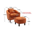 thumbnail image 3 of Upholstered Accent Chair with Ottoman Set, Mid Century Linen Single Sofa Chair with Curved Backrest, Comfy Living Room Chairs with Thick Seat Cushion for Reading Room, Bedoom, Office, Orange, 3 of 7