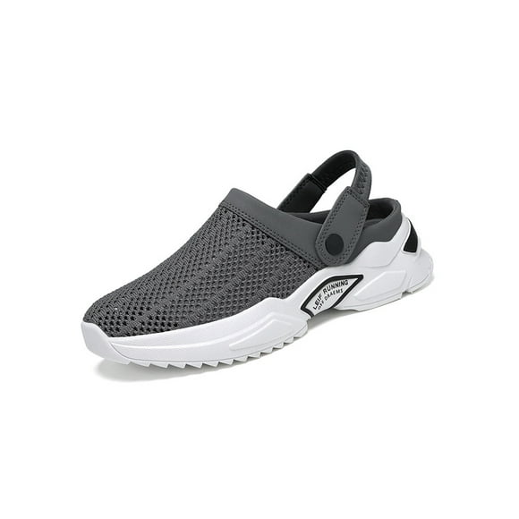 Woobling Pantoufles d'Été pour Hommes Sabots à Bout Fermé à Enfiler Sandales de Plage Chaussures d'Eau Légères Marche Glissière Gris 8.5