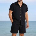 thumbnail image 3 of Men's 2 Piece Outfits Cuban Guayabera Button Down Shirts and Shorts Causal Summer Beach Vacation Sets for Men, 3 of 9