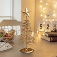 thumbnail image 2 of CASAFUN Iron Pentagram Christmas Tree Ornaments,Fake Tree Snow Frost Trees,Bottle Brush Trees Desktop Christmas Tree Mini Decor Golden Iron,Nativity Decor Home Party Decor, 2 of 5