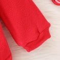thumbnail image 5 of XDZJLR Baby Boy Girl Christmas Outfit Romper Xmas Santa Hooded Jumpsuit Long Sleeve Winter Soft Warm Holiday Toddler Playwear Red 6-12 Months, 5 of 7