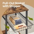 thumbnail image 4 of LEDREM Baker's Rack with Wire Basket and Hooks, Microwave Stand and Kitchen Storage Rack for Pots and Spices, Rustic Brown and Ink Black, 4 of 6