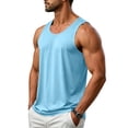 thumbnail image 5 of Tank Top for Men Casual UPF 50+ Gym Workout Sleeveless Shirt Cotton Moisture Wicking Cooling Muscle Shirts Light Blue S, 5 of 9