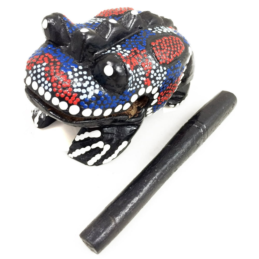 Medium 5" Wood Frog Guiro Rasp Musical Instrument Tone Block Hand