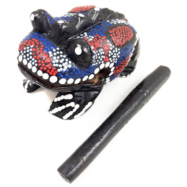 Medium 5" Wood Frog Guiro Rasp Musical Instrument Tone Block Hand