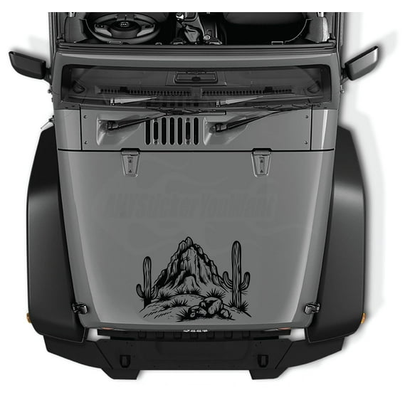 AnyStickerYouWant - Dessert Safari Cactus Scene Vinyl Decal Sticker 3, 22" Tall Waterproof Vinyl Hood Decal - Fits on & Compatible with Jeep Wrangler and Most Jeep Gladiator