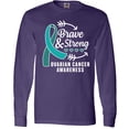 thumbnail image 3 of Inktastic Ovarian Cancer Awareness Brave and Strong with Arrows Long Sleeve T-Shirt, 3 of 5