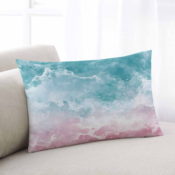 Turquoise Pink Coastal Throw Pillow Covers, Summer Beach Nautical Soft Breathable Pillow Cases with Invisible Zipper for Sleeping, Standard Pillowcases for Couch Bed Sofa Chair 20x26 Inches