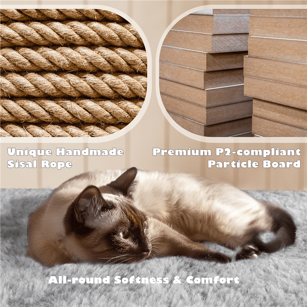 Yaheetech 53.9''H Cat Tree Condo with Scratching Post Tower, Light Gray