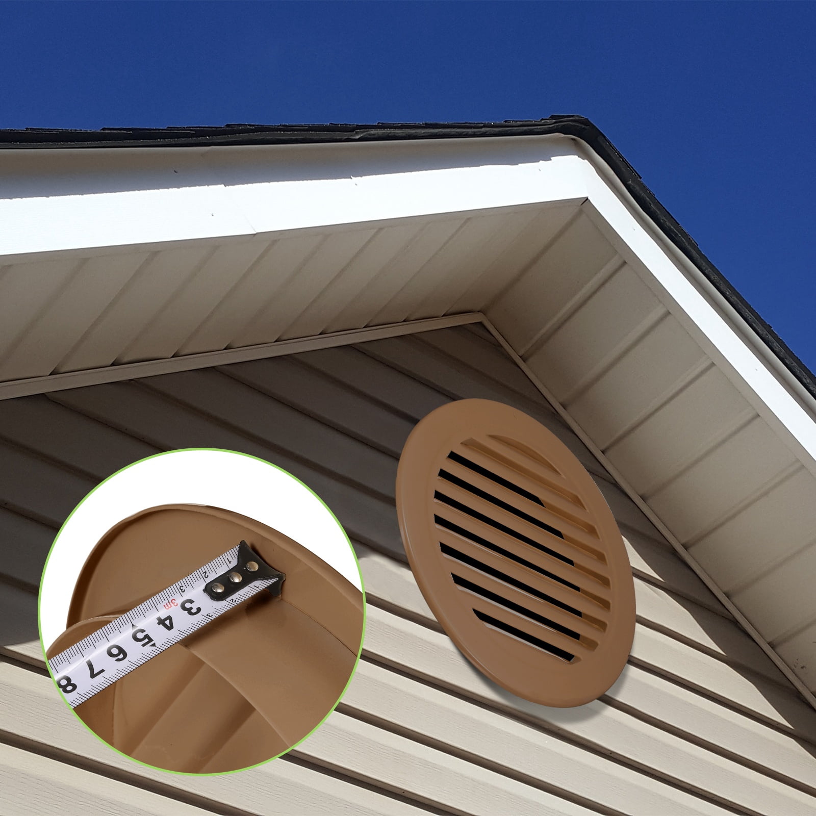 Uxcell 4.6" Round Air Vent, Louver Grille Cover Aluminum Alloy Soffit Vent HVAC Ventilation for Ceiling Wall Roofing Bathroom Kitchen Garage Duct Shed Garage, Coffee