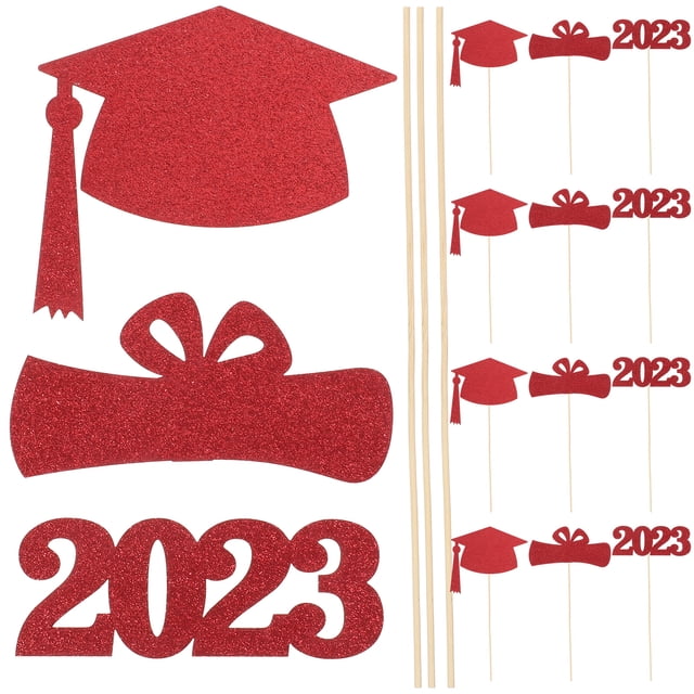15pcs Graduation Party Decorations Glitter Graduation Picks Party Vase Decorations Grad Table Decor