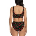 thumbnail image 3 of Wukai Cherry Women's Bikini Set Two Piece,wimsuit High Waisted V Neck Twist Front Adjustable Spaghetti Straps Bathing Suit-Small, 3 of 7