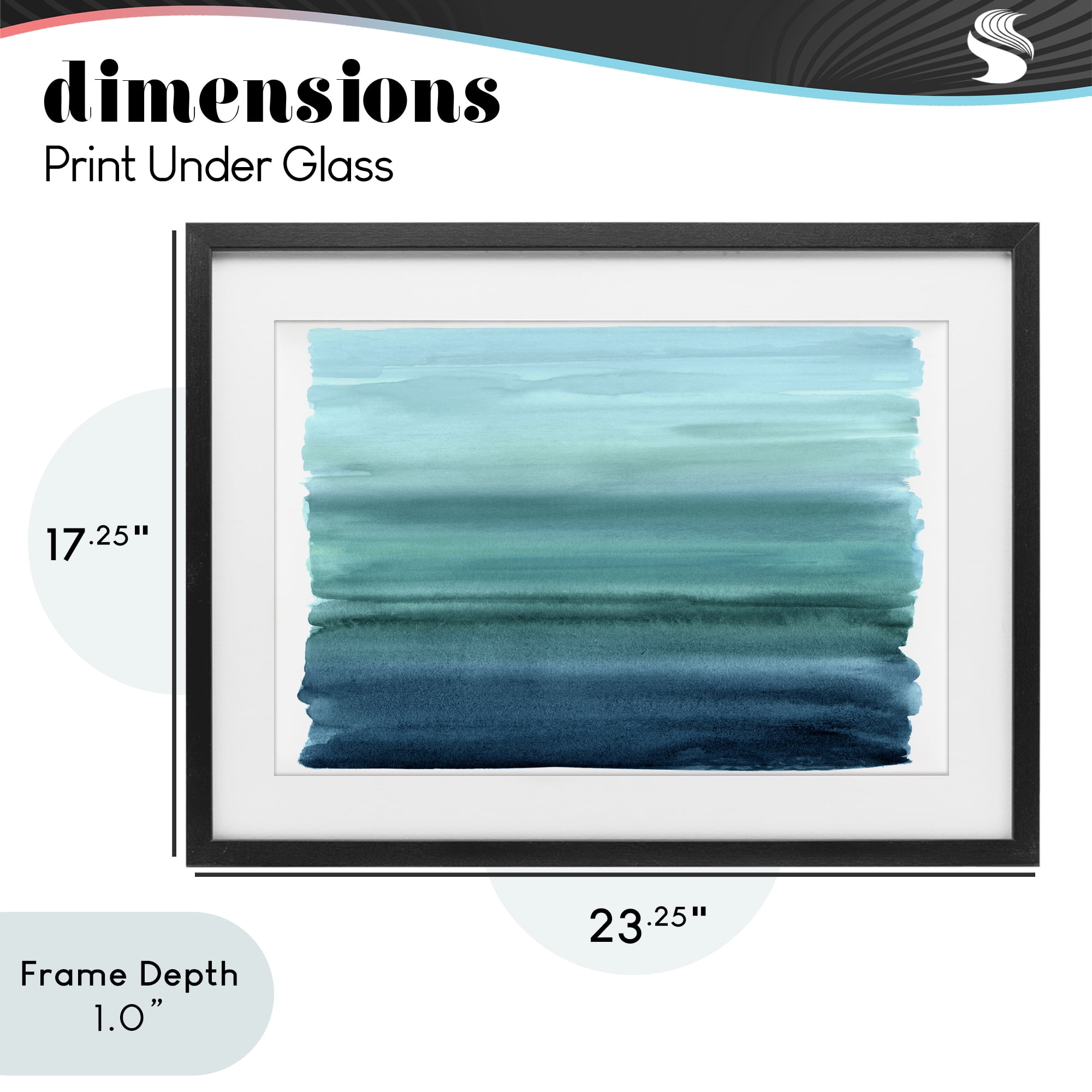 Stupell Industries Ombre Teal Gradient Black Framed Print Under Glass, design by Allie Corbin