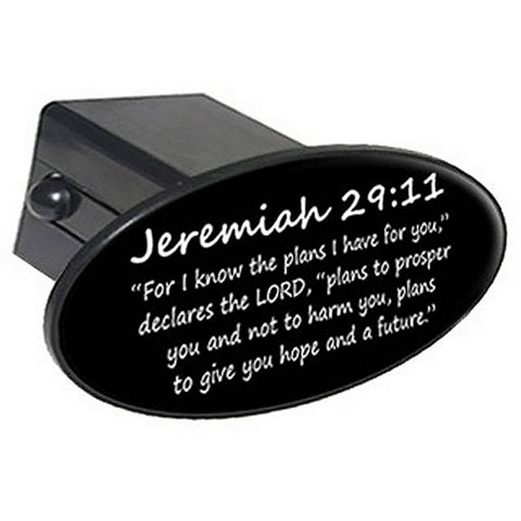 Jeremiah 29-11, Christian Bible Verse 2" Oval Tow Trailer Hitch Cover Plug Insert