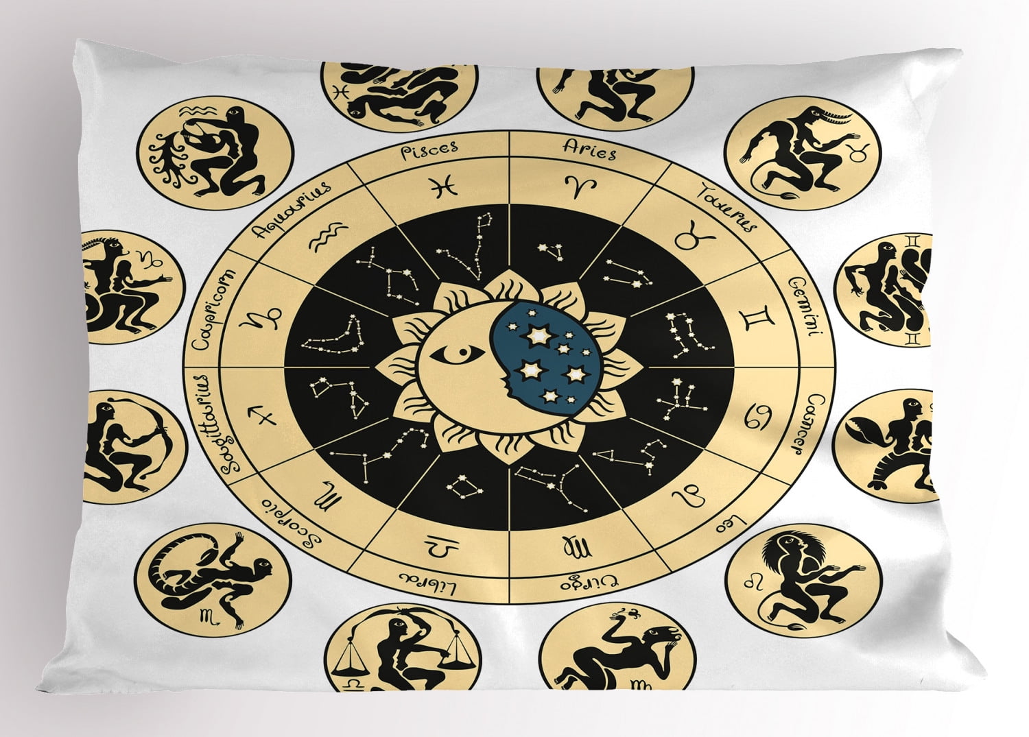 Astrology Pillow Sham Ethnical Tribal Horoscope Chart with Signs and ...