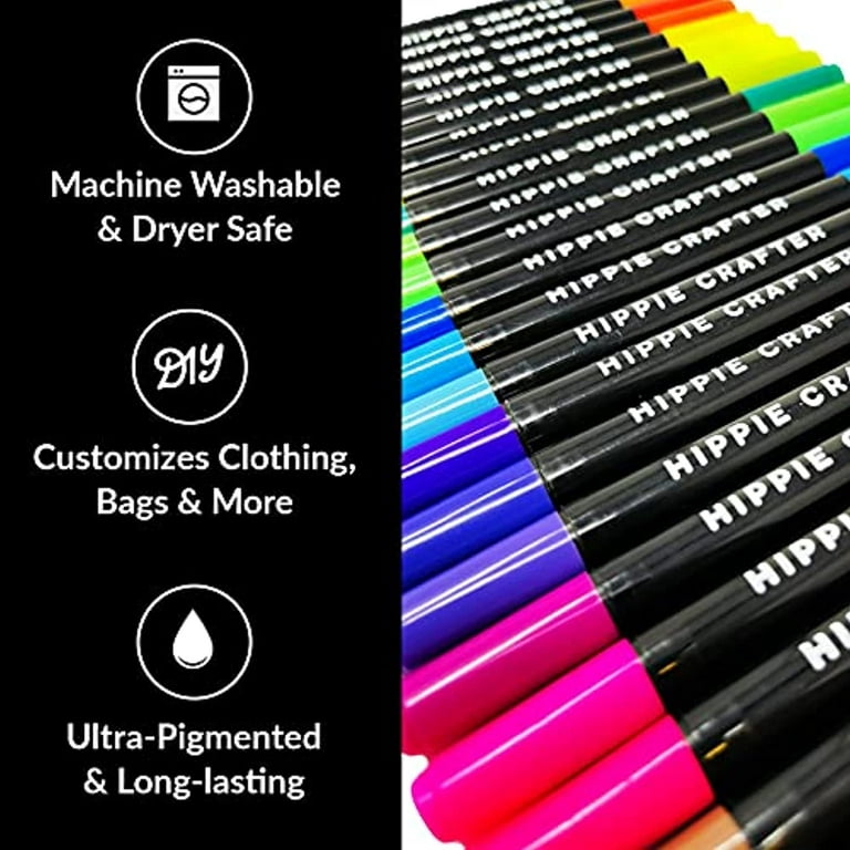 Crafts 4 All Fabric Markers for Clothes - Pack of 2 No Fade, Dual Tip  Permanent Fabric Pens - No Bleed, Machine Washable Shoe Markers for Fabric