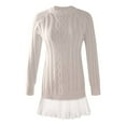 thumbnail image 4 of Yuanlong Womens Dresses Knitted Solid Long Sleeve Tops & Short Skirt 2-Piece Outfits Autumn Winter Comfy Soft Dress Sets, 4 of 4
