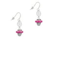 thumbnail image 2 of Delight Jewelry Silvertone Crystal Hot Pink Spinner Silvertone Leaf French Earrings, 2 of 5