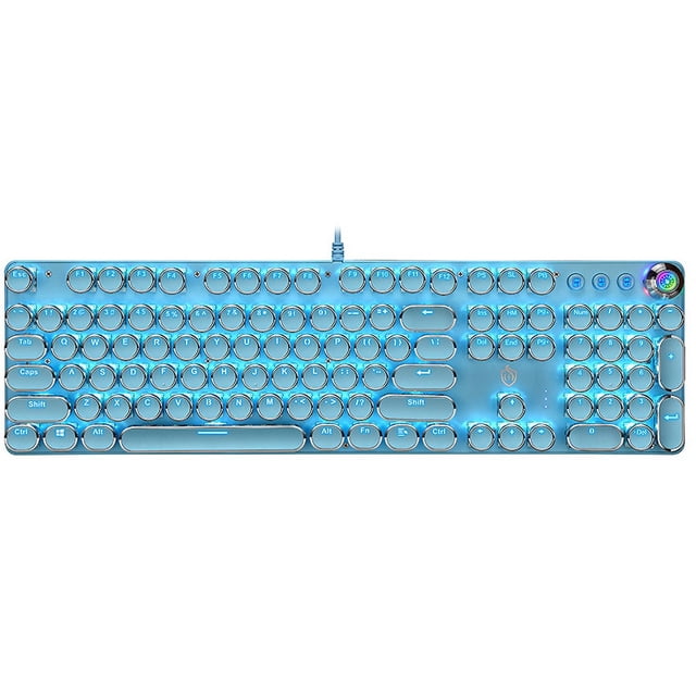 Teclado mecánico real con sublimación de teclas Steampunk rosa para niña, con cable azul y blanco, para computadora