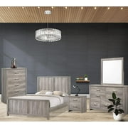 Kings Brand Furniture  Balta 4-Piece Queen Size Gray Bedroom Set. Bed, Dresser, Mirror & Nightstand