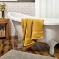 thumbnail image 6 of Beautiful by Drew Barrymore Dobby Bath Towel, Soft 100% Cotton, Amber Yellow, 6 of 8