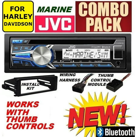 FOR 1996-2013 HARLEY TOURING MARINE JVC KD-R97MBS BLUETOOTH USB STEREO (Best Aftermarket Stereo For Harley)