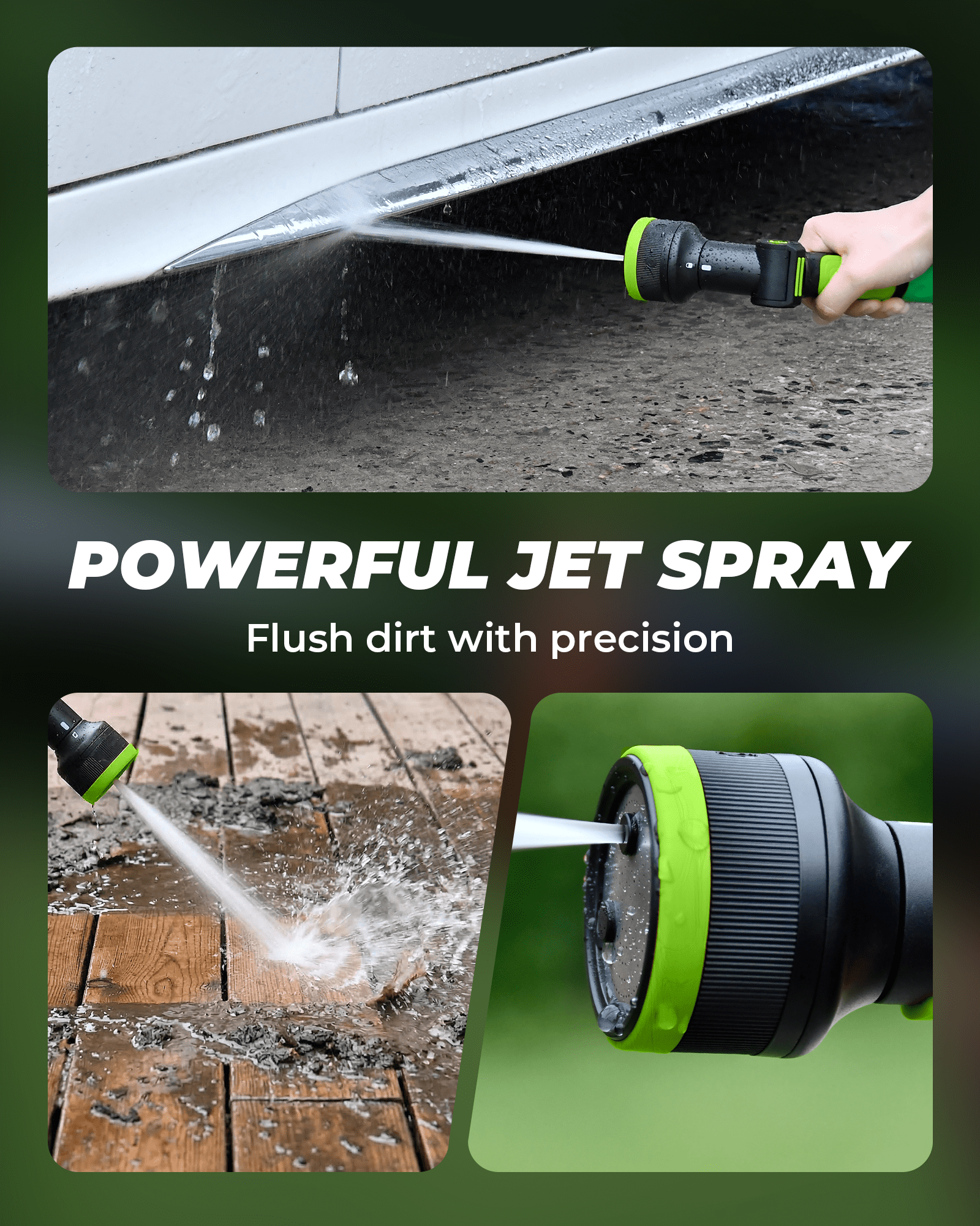 RainPoint Garden Hose Nozzle Thumb Control, 2 Detachable Nozzle 3 & 8-Spray Patterns Water Hose Sprayer for Plants, Flowerbeds Watering