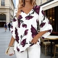 thumbnail image 2 of Jsaierl 3/4 Length Sleeve Tops for Women Casual V Neck Shirts Cute Graphic Ladies Blouses Classic Vacation Tunic Top S-2XL, 2 of 9