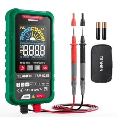 TESMEN TSM-522S TRMS Digital Multimeter with Large Color Display, Automatic Auto-Ranging Voltmeter for Voltage, Resistance & Diodes