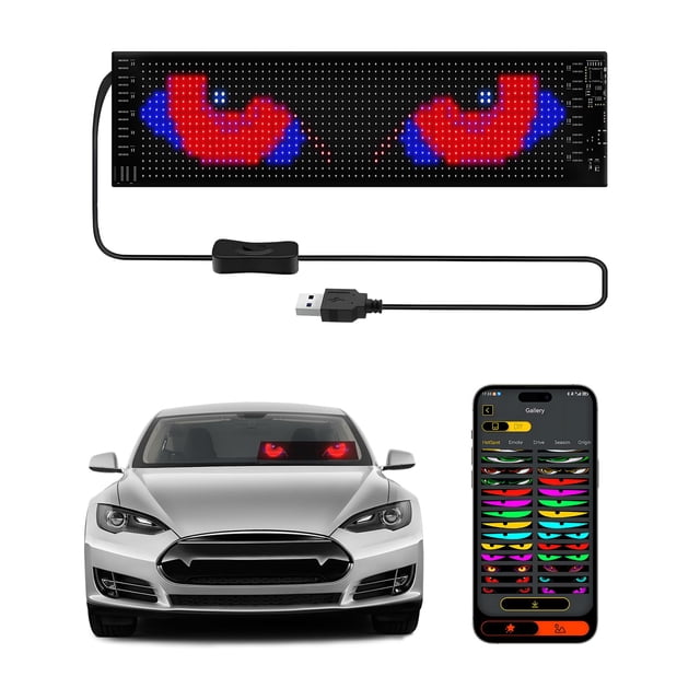 Luz LED Devil Eyes MIMIRGB para parabrisas de coches, 14 x 4 cm