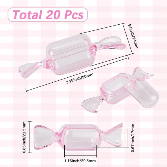 20Pcs Candy Shaped Jewelry Box Mini Portable Jewelry Box Small Plastic Transparent Pink Dessert Beading Trinket Storage Containers for Jewelry Rings Earrings Wedding Party Gift Case Packing