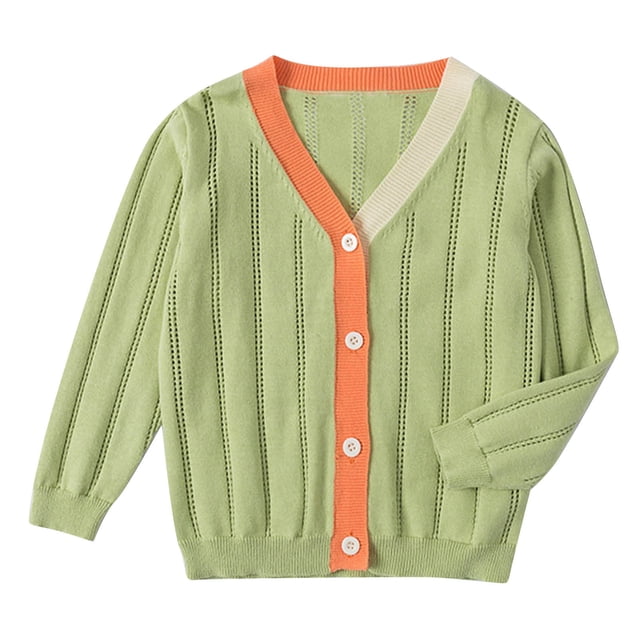 MeetoTime Kids Girls Lightweight Cardigan for Dress 3/4 Sleeve V-Neck Button Down Cover Up Knit Sweater