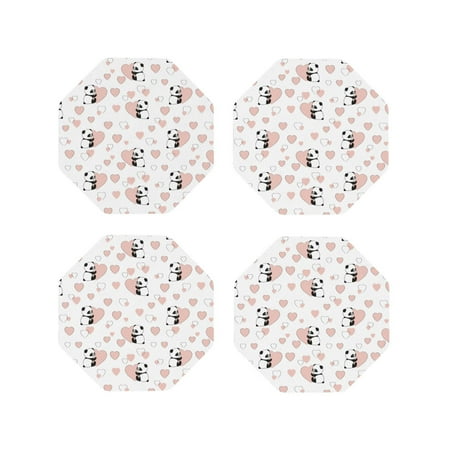 

Tideii Heart Panda for Leather Coasters 4 Pieces Anti-fouling and Anti-scalding Decorative Coasters Suitable for Restaurants Kitchens Coffee Shops-Octagon