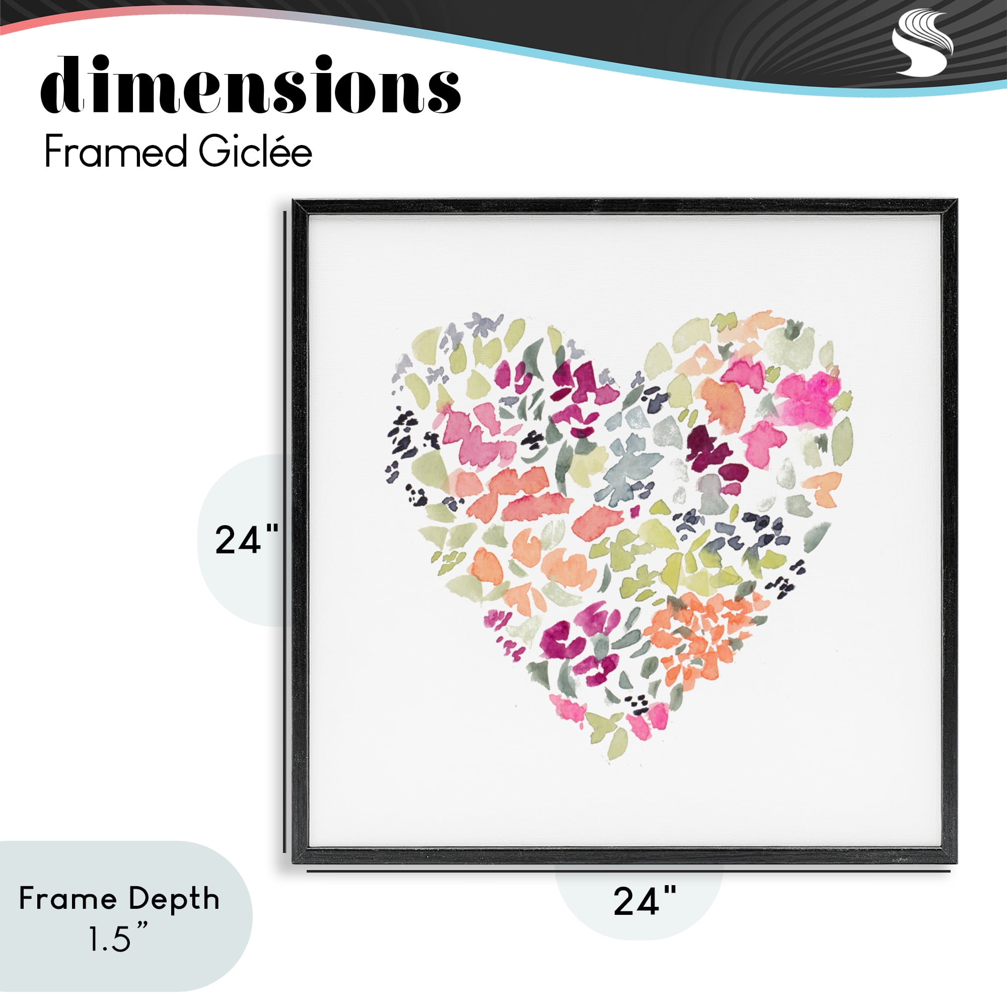 Stupell Industries Blooming Pastel Heart Black Framed Giclee Art, design by Lanie Loreth
