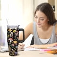 thumbnail image 6 of Mushroom Tumbler with Lid and Straw, Stainless Steel Mushroom 40oz Tumbler with Handle, Black Mushroom Travel Coffee Mug Mushroom Gifts Cups for Women and Men, 6 of 6