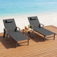 thumbnail image 3 of Harbweb Outdoor Chaise Lounge Chair Set of 2, 5-Position Adjustable Sun Tanning Chair with Pillow, Aluminum Patio Lounge Chair with Wheels & Armrests for Garden, Beach, Patio, Pool, Gray, 3 of 9