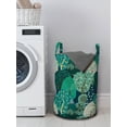 thumbnail image 3 of Forest Laundry Bag, Woodland Trees Oak Birch Pine Willow Maple Summer Plants Growth Nature, Basket with Handles Drawstring Closure for Laundromats, 13" x 19", Dark Teal Cream Brown, by Ambesonne, 3 of 4