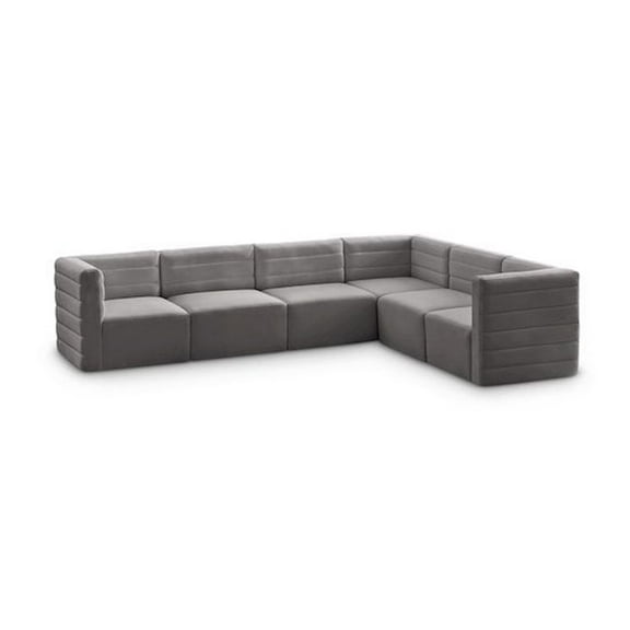 Meridian Furniture Quincy Grey Velvet Modular Sectional