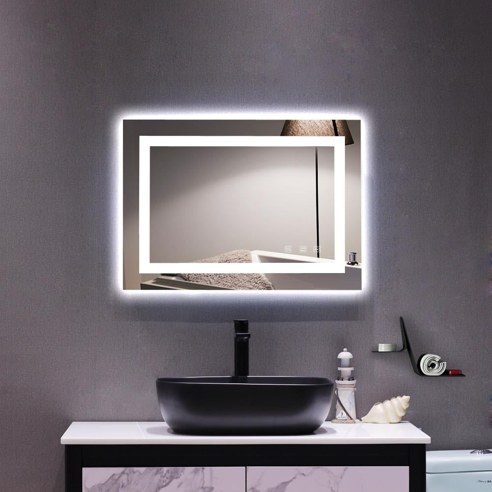 Ktaxon Led Dimmable Bathroom Mirror LED Lighted Wall Mounted for Bathroom Vanity Mirror with Touch Button Anti-Fog Function (Horizontal/Vertiacl) Walmart.com
