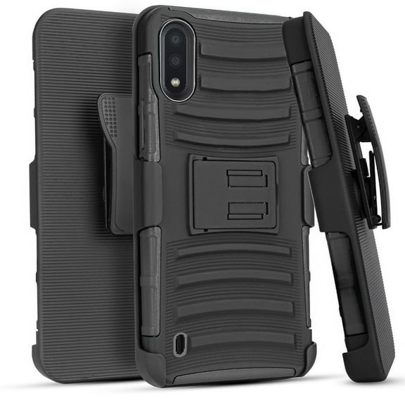 Emax Rubberized Holster Case Stand for Samsung Galaxy A01 - Black