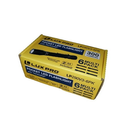 LUXPRO LP290V3 - 6 Pack Compact 2AA 300 Lumen High-Output Everyday LED Pocket Flashlight - 6 Pack