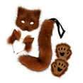 thumbnail image 3 of BELOVING Thérien et Queue Ensemble Queue de Chat d'Halloween pour Bal Fête d'Anniversaire Rouge Brun, 3 of 9