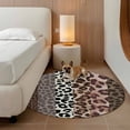 thumbnail image 4 of Round Rug 5ft Area Rug, Farmhouse Leopard Texture Area Rugs for Living Room Bedroom, Country Animal Printed Floor Mat Non-Slip Non-Shedding Carpet Indoor Accent Rugs, 4 of 9