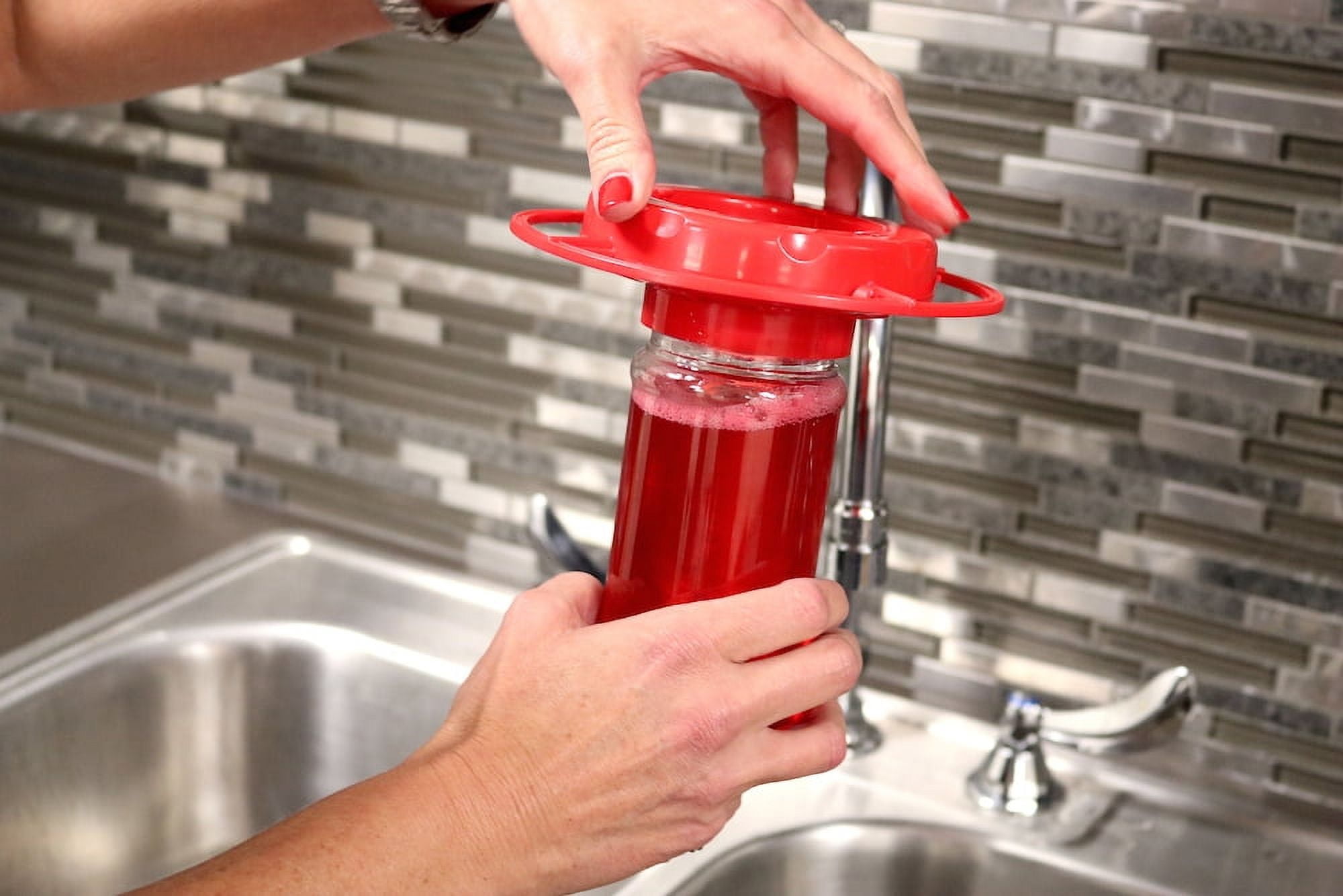 First Nature Hummingbird Feeder, 16 oz, Red, Plastic