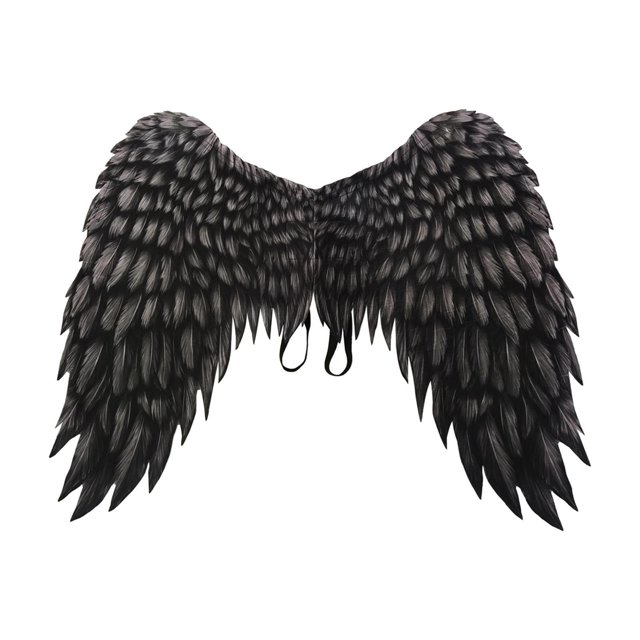 Guardurnaity Alas de ángel de tela no tejida Mardi Gras Halloween Cosplay Props Blanco Disfraces de disfraces Negro