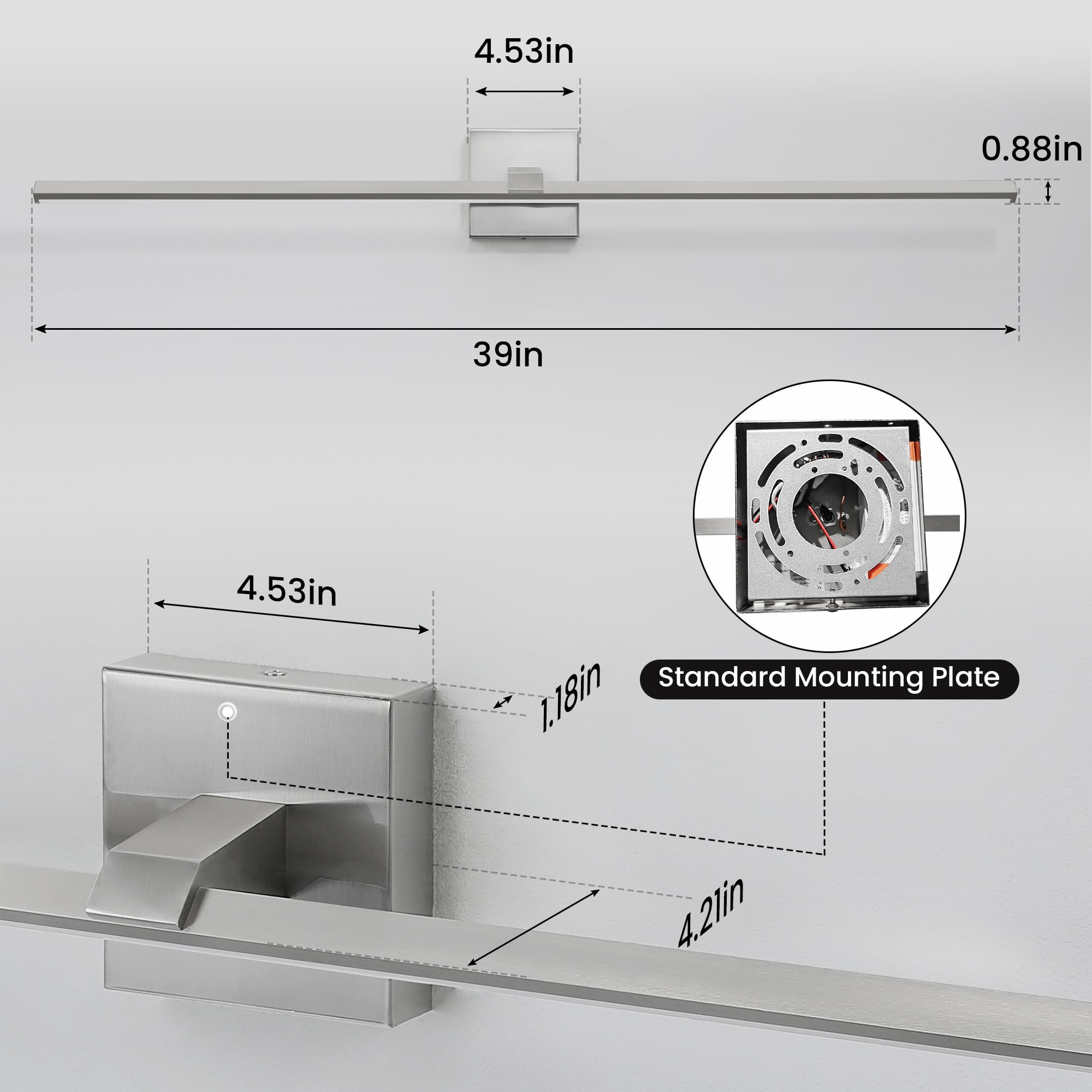 Modern Vanity Lighting Fixtures 39 Inch Bathroom Vanity Lights Over Mirror Wall Sconce for Bathroom Brushed Nickel Warm Lighting Bath Wall Sconce